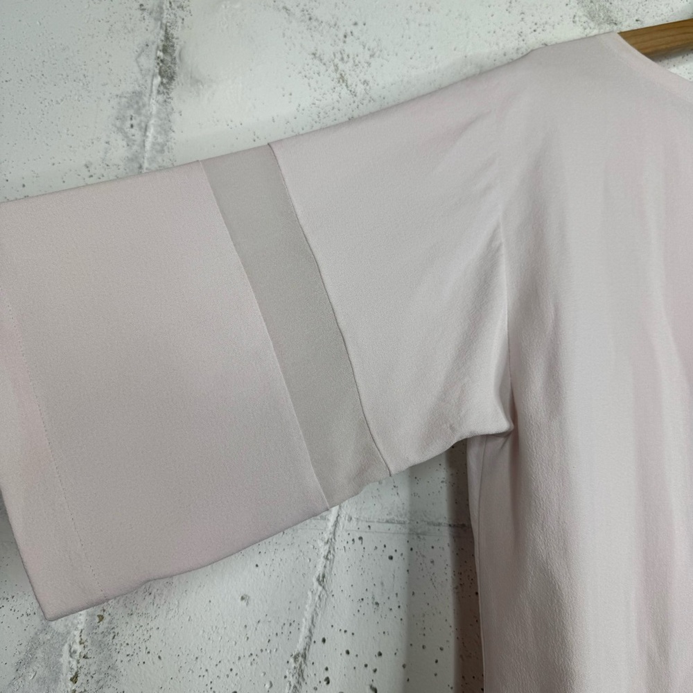 Eileen Fisher Silky Boxy Fit Mesh Arm Panel Crepe Like Top Blouse Medium - Picture 8 of 10